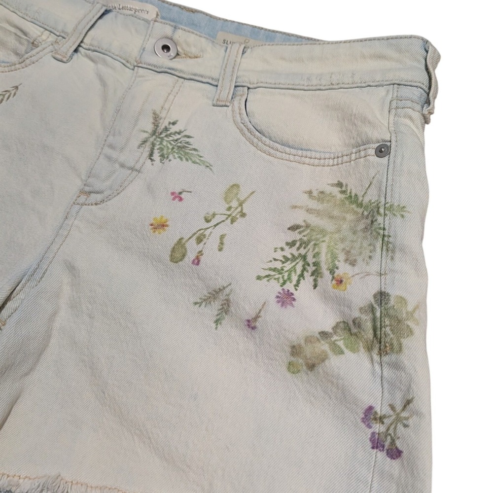 Pilcro and the Letterpress Anthropologie Slim Boyfriend Floral Denim 26 Shorts - Picture 3 of 11